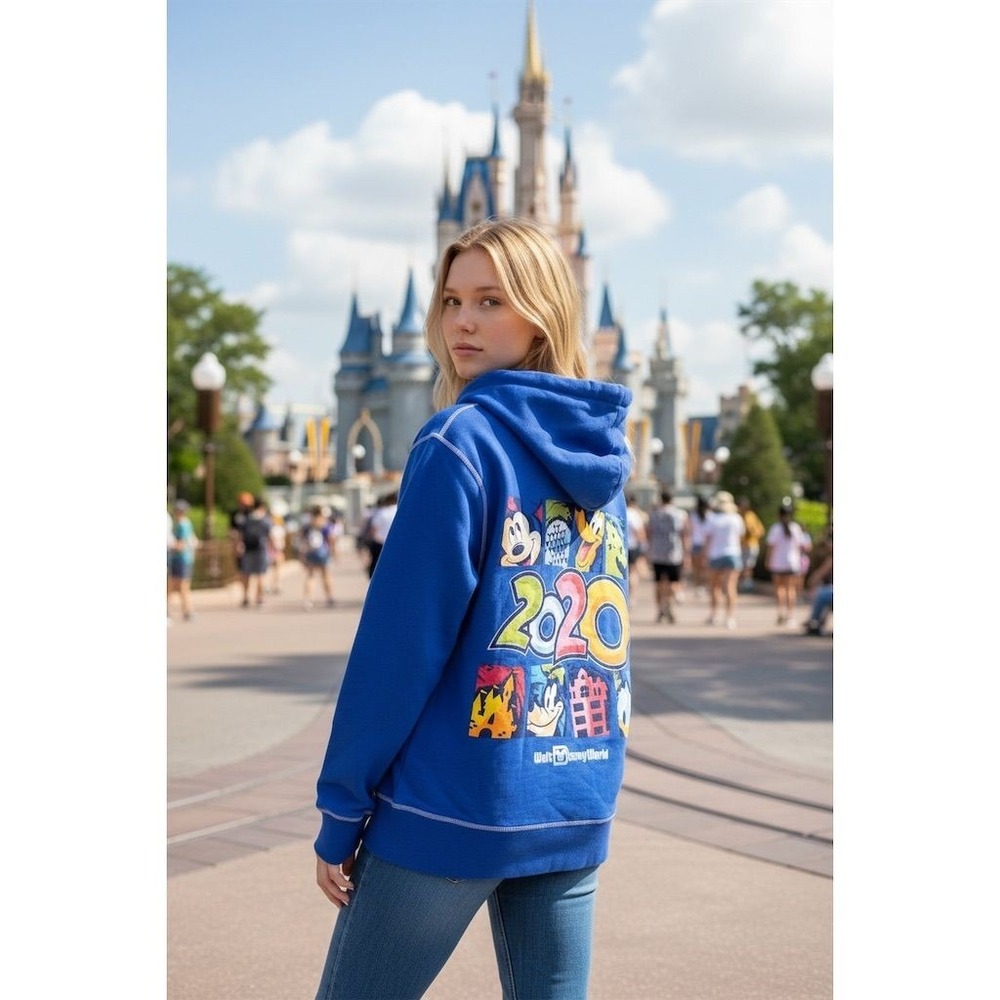 Disney Parks 20 Unisex Full Zip Hoodie Jacket Sz M Goofy Mickey Pluto Donald dck